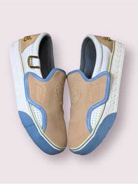L.A.M.B Royal Elastics Katella Nubuck Blue Brown  Sz 7.5